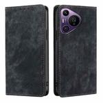 For Huawei Pura 70 Pro / Pro+ RFID Anti-theft Brush Magnetic Leather Phone Case(Black)