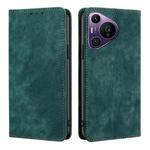 For Huawei Pura 70 Pro / Pro+ RFID Anti-theft Brush Magnetic Leather Phone Case(Green)