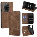 For Huawei nova 14 Ultra 5G RFID Anti-theft Brush Magnetic Leather Phone Case(Brown)