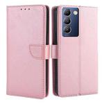 For vivo Y100 5G IDN Calf Texture Buckle Flip Leather Phone Case(Rose Gold)