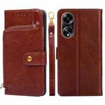 For OPPO A1 5G Zipper Bag Leather Phone Case(Brown)