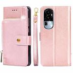 For OPPO Reno10 5G Zipper Bag Leather Phone Case(Rose Gold)