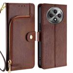 For OPPO Reno12 F 5G Zipper Bag Leather Phone Case(Brown)