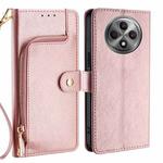 For OPPO Reno12 F 5G Zipper Bag Leather Phone Case(Rose Gold)