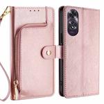 For OPPO A60 4G Global Zipper Bag Leather Phone Case(Rose Gold)