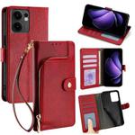 For OPPO Reno13 F 5G / 4G Zipper Bag Leather Phone Case(Red)
