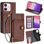 For OPPO A5 Pro 5G Global Zipper Bag Leather Phone Case(Brown)
