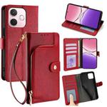 For OPPO A5 Pro 5G Global Zipper Bag Leather Phone Case(Red)