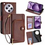 For OPPO Find X8s+ 5G Zipper Bag Leather Phone Case(Brown)