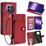 For OPPO A5 5G 2025 Global Zipper Bag Leather Phone Case(Red)