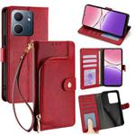 For OPPO A5x 5G Global Zipper Bag Leather Phone Case(Red)