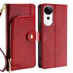 For vivo S19 Pro Zipper Bag Leather Phone Case(Red)