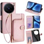 For vivo X200 Pro 5G Zipper Bag Leather Phone Case(Rose Gold)