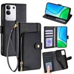 For vivo Y29 4G Global Zipper Bag Leather Phone Case(Black)