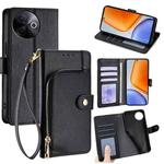 For vivo Y39 5G Global Zipper Bag Leather Phone Case(Black)
