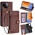 For vivo Y39 5G Global Zipper Bag Leather Phone Case(Brown)