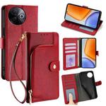 For vivo Y39 5G Global Zipper Bag Leather Phone Case(Red)