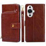 For Huawei nova 11 4G Zipper Bag Leather Phone Case(Brown)