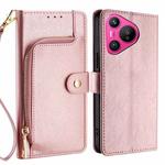 For Huawei Pura 70 5G Zipper Bag Leather Phone Case(Rose Gold)