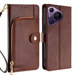 For Huawei Pura 70 Pro / 70 Pro+ 5G Zipper Bag Leather Phone Case(Brown)