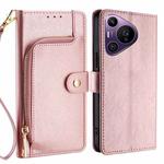 For Huawei Pura 70 Pro / 70 Pro+ 5G Zipper Bag Leather Phone Case(Rose Gold)