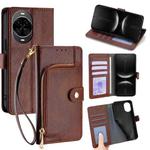 For Huawei nova 14 5G Zipper Bag Leather Phone Case(Brown)