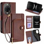 For Huawei nova 14 Ultra 5G Zipper Bag Leather Phone Case(Brown)