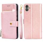 For Samsung Galaxy F14 5G Zipper Bag Leather Phone Case(Rose Gold)