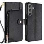 For Samsung Galaxy S24 5G Zipper Bag Leather Phone Case(Black)