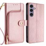 For Samsung Galaxy S24+ 5G Zipper Bag Leather Phone Case(Rose Gold)