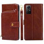 For Xiaomi Redmi Note 12S 4G Zipper Bag Leather Phone Case(Brown)