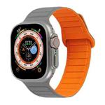 For Apple Watch Ultra 49mm Loop Magnetic Silicone Watch Band(Grey Orange)