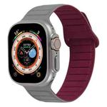 For Apple Watch 8 41mm Loop Magnetic Silicone Watch Band(Grey Wine Red)