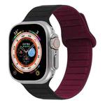 For Apple Watch 8 45mm  Loop Magnetic Silicone Watch Band(Black Wine Red)