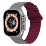 For Apple Watch 7 41mm Loop Magnetic Silicone Watch Band(Grey Wine Red)