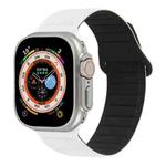 For Apple Watch 7 45mm Loop Magnetic Silicone Watch Band(White Black)