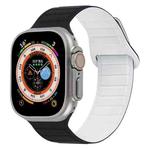 For Apple Watch 7 45mm Loop Magnetic Silicone Watch Band(Black White)