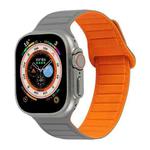 For Apple Watch 7 45mm Loop Magnetic Silicone Watch Band(Grey Orange)