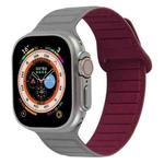 For Apple Watch 7 45mm Loop Magnetic Silicone Watch Band(Grey Wine Red)