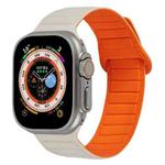 For Apple Watch 7 45mm Loop Magnetic Silicone Watch Band(Starlight Orange)