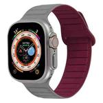 For Apple Watch SE 40mm Loop Magnetic Silicone Watch Band(Grey Wine Red)