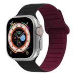 For Apple Watch 5 40mm Loop Magnetic Silicone Watch Band(Black Wine Red)