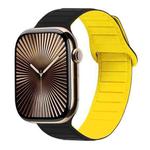 For Apple Watch Series 10 42mm Loop Magnetic Silicone Watch Band(Black Yellow)