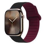 For Apple Watch Series 10 42mm Loop Magnetic Silicone Watch Band(Black Wine Red)