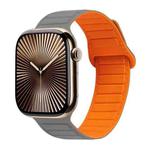 For Apple Watch Series 10 42mm Loop Magnetic Silicone Watch Band(Grey Orange)