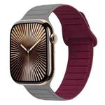 For Apple Watch Series 10 42mm Loop Magnetic Silicone Watch Band(Grey Wine Red)