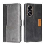 For OPPO A1 5G Contrast Color Side Buckle Leather Phone Case(Black + Grey)
