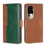 For OPPO Reno10 Pro 5G Contrast Color Side Buckle Leather Phone Case(深棕+金色)