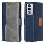 For OPPO A3 Pro 5G India Contrast Color Side Buckle Leather Phone Case(Blue + Grey)