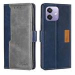 For OPPO A3 5G India Contrast Color Side Buckle Leather Phone Case(Blue + Grey)